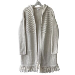 Gap Long Fringed Hooded Cardigan